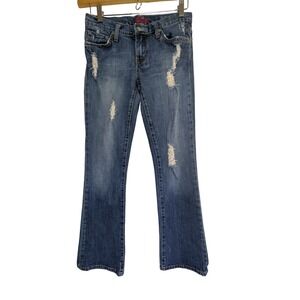 Blue Cult Kate Mid Rise Flare Leg Distressed Jeans Blue Wash 121SDN2 Size 27‎
